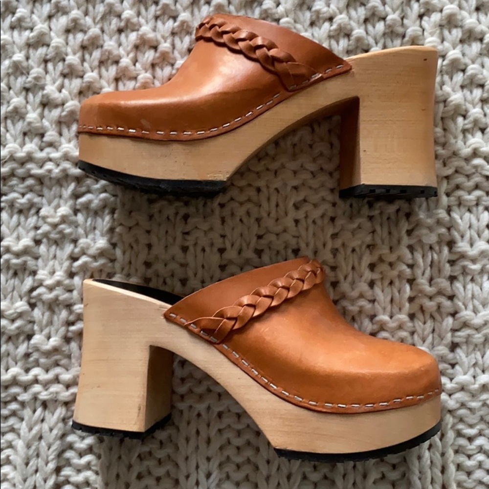 Swedish Hasbeens Laila Clog. size 38 Cognac.